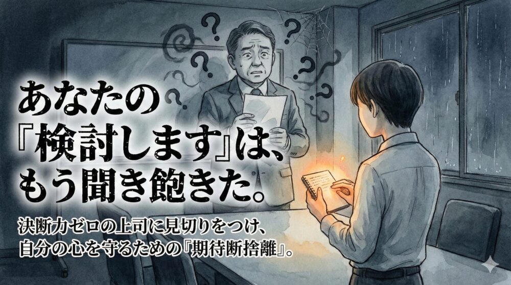 「また保留ですか？」決断力ゼロの上司に疲弊した私が、期待するのをやめた理由