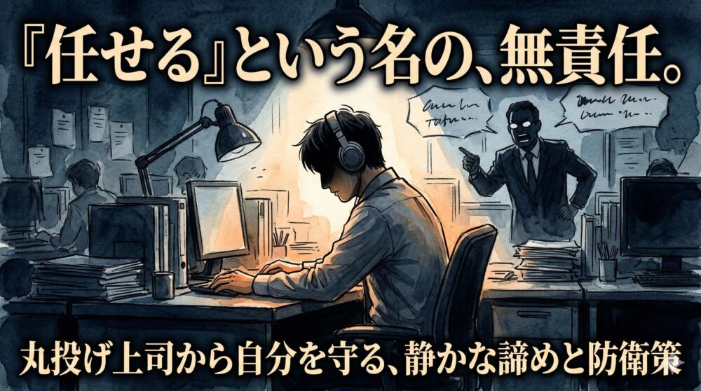 「これ、君に任せるよ」は教育か、丸投げか。部下に決めさせる上司から自分を守る諦めと防衛策