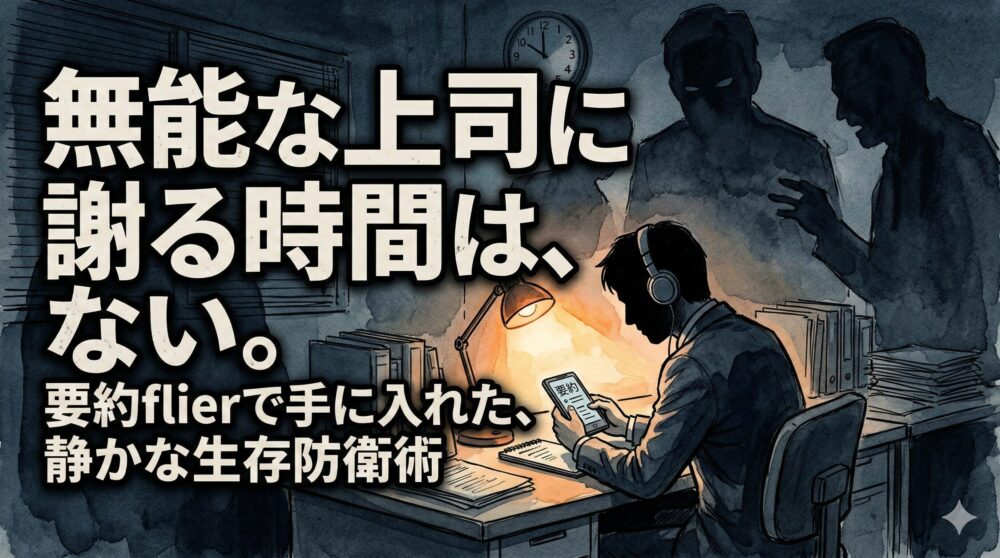 「勉強不足ですみません」と謝るのをやめた日。要約サイトflier（フライヤー）で無能な上司を黙らせる技術