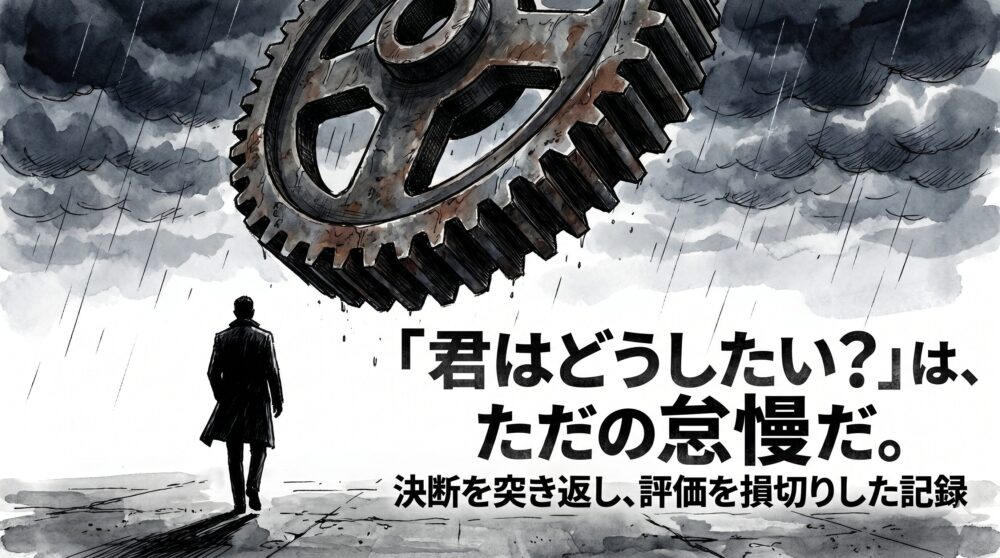 「君はどうしたい？」という無責任な丸投げ。私が評価を損切りし、決断の責任を冷徹に突き返した記録
