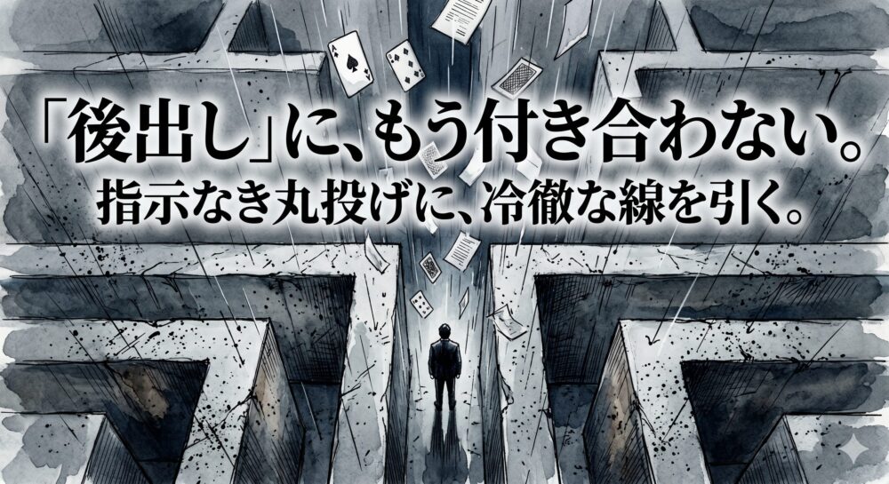 上司の指示があいまいで、いつも「後出しジャンケン」にされる。無責任な丸投げに付き合うのをやめて線を引いた記録