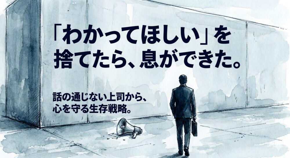 部下の気持ちがわからない上司に期待するのをやめた日。「わかってほしい」を捨てた割り切りの生存戦略