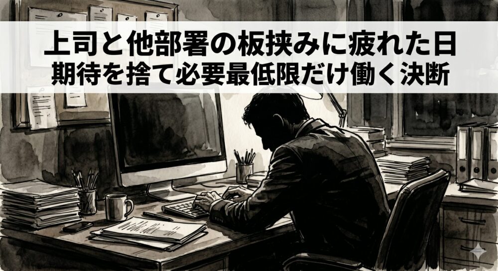 判断力がない上司と他部署の「板挟み」に疲れた日。何も決めない相手への期待を捨て、必要最低限だけ働くと決めた記録