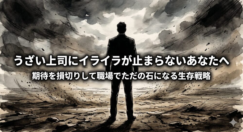 上司がうざい時の対処は「期待の損切り」。無能なアイツにイライラせず、職場で「ただの石」になる生存戦略