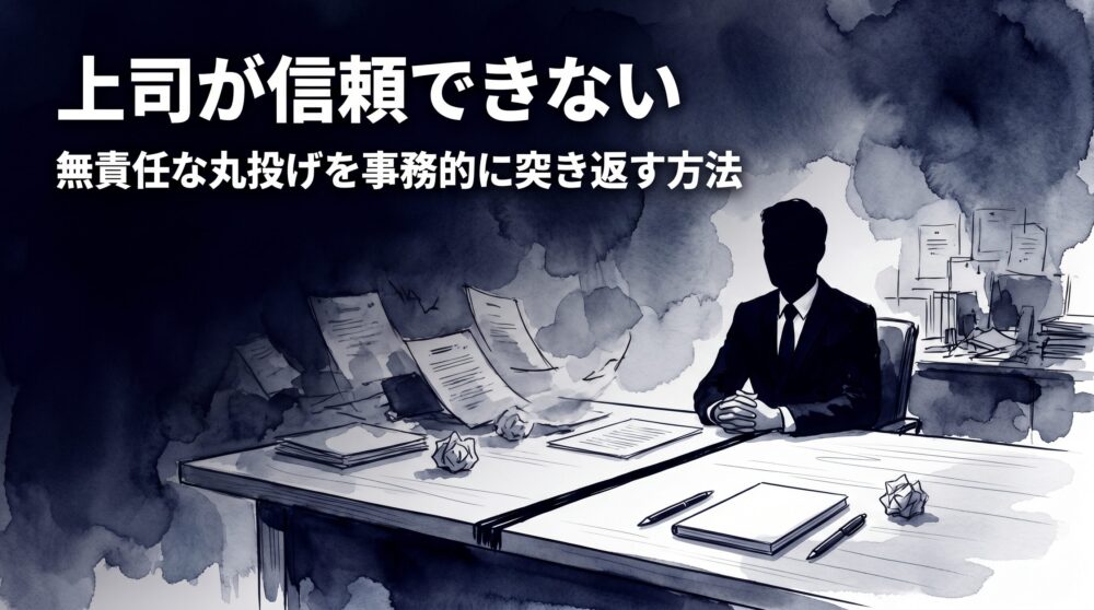 上司が信頼できないと悟って「期待」を損切りした話。無責任な丸投げを事務的に突き返すまでの記録