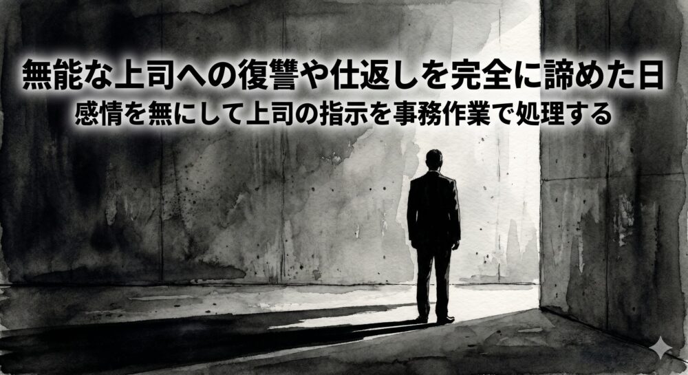 無能な上司への「仕返し」を諦め、まともに相手にしないと決めた日。感情を殺して事務作業に徹する防衛術